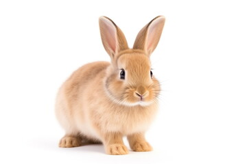 Cute red easter bunny isolated on white background.	
