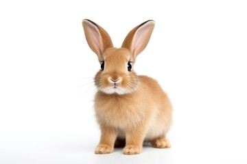 Obraz premium Cute red easter rabbit sitting isolated on white background.