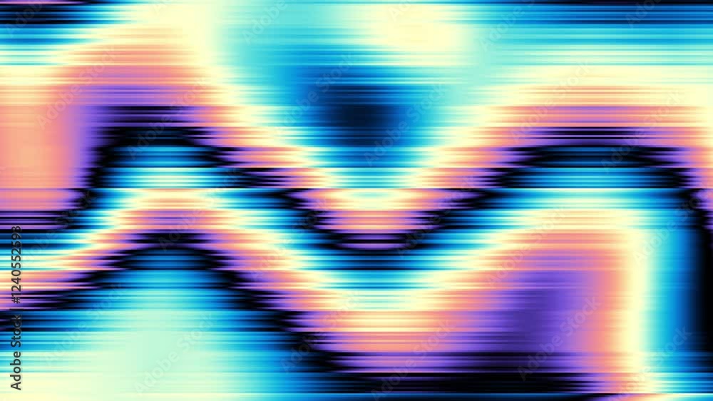 Poster Animation loop technology multicolored gradient horizontal stripes lines wave animation. Loop gradient background