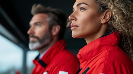 Obraz premium Minimalist Maximalism Urban Response Modern Emergency Center with Bold Safety Graphics Team Coordination and Innovation for Public Safety Leadership