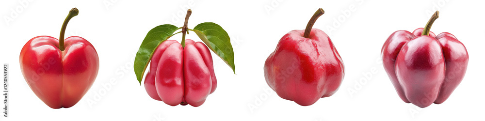 Aufkleber varieties of red bell peppers on a white background displaying their distinct shapes and colors