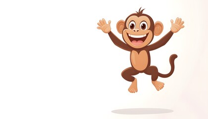 Obraz premium A Happy Monkey Joyfully Leaps Through The Air