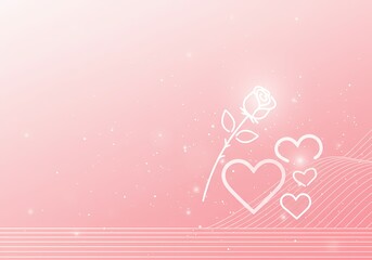 Romantic Pink Valentine s Day Background with Rose and Hearts Design