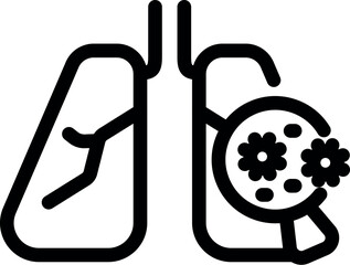 Lungs infected by virus causing respiratory illness, pneumonia and breathing problems