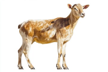 Fototapeta premium A Detailed Portrait of a Brown and White Goat