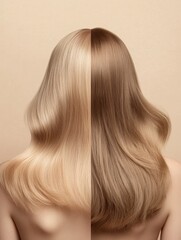 Fototapeta premium Comparison of thin versus thick hair showcasing transformation results. Generative AI