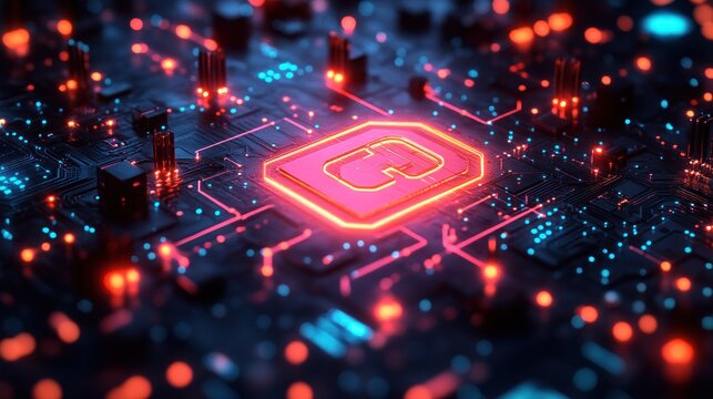 Glowing Circuit Board CPU Tech Innovation
