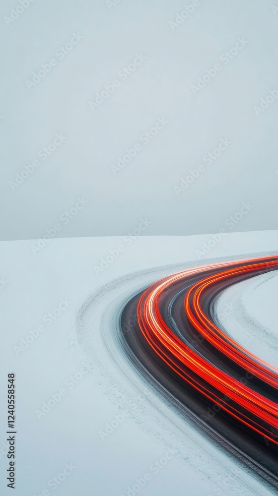 Poster dynamic rush hour sleek curves in modern evening traffic - urban mobility and architectural design f