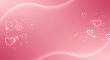 Romantic Pink Background with Glowing Hearts Valentine s Day Design Love Concept