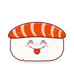 sushi salmon playful face cartoon cute