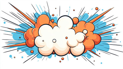 Colorful explosion graphic with dynamic clouds and vibrant bursts, creating playful and dramatic effect. Perfect for creative projects and designs