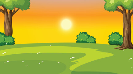 Obraz premium Mountain lake landscape vector illustration. Cartoon flat panorama of spring summer beautiful nature, green grasslands meadow with flowers, forest, scenic blue lake and mountains on horizon background