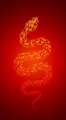 Fototapeta premium Abstract Red and Orange Geometric Snake Design Modern Low Poly Reptile Illustration