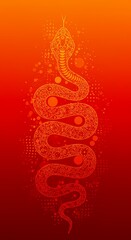 Obraz premium Ornate Red and Orange Cobra Snake Design Detailed Pattern Spiritual Symbol Mystical Art