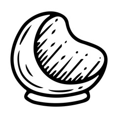 Children's plate bowl. Hand drawn doodle. Special safe tableware for baby food. Eat. Childhood. Vector line art illustration.