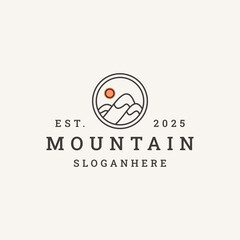 Mountain logo vector hipster vintage icon illustration