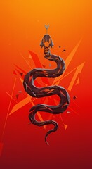 Obraz premium Abstract Low Poly Snake Design Red Orange Background Geometric Art