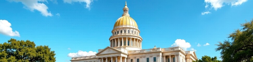 Obraz premium Austin Capitol building against vibrant blue sky Classic architecture detail , Austin, exterior shot