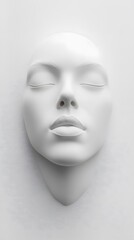 77. A front-facing portrait showing the structural balance between eyes, nose, and chin, with smooth features, on white