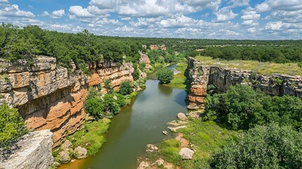 River canyon landscape, summer, Texas, aerial view, nature background, tourism