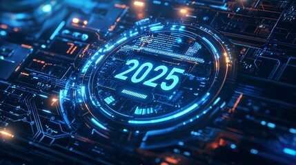 Fototapeta premium Unlocking the Future: A Futuristic Digital Lockpad Concept for the New Year 2025 with Advanced Technology and Innovative Design Elements