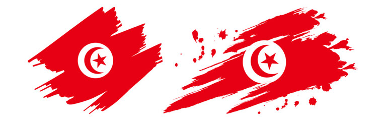 Vector illustration of Tunisia flag in brush stroke effect on transparent background