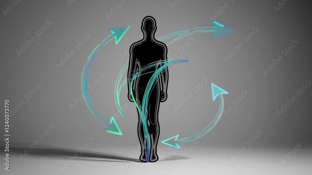 Poster a stylized silhouette of a person transitioning from a heavier outline to a more toned figure, with 