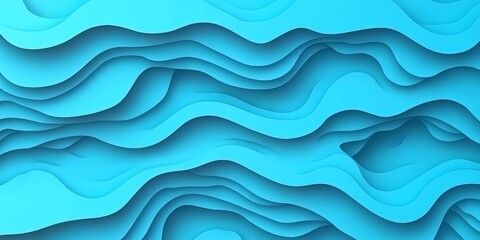Fototapeta premium Abstract Background, 3D Paper Cut Waves in Light Blue, Creating a Monochromatic Design