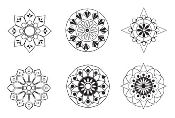 Hand Drawn Gold Colored Water Lily Lotus Mandala Pattern Background. Henna, Mehndi Tattoo Decoration.