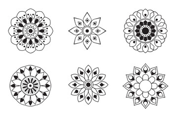 Hand Drawn Gold Colored Water Lily Lotus Mandala Pattern Background. Henna, Mehndi Tattoo Decoration.