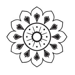 Hand Drawn Gold Colored Water Lily Lotus Mandala Pattern Background. Henna, Mehndi Tattoo Decoration.