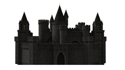 3D rendered dark medieval castle isolated on transparent background © HWWO Stock