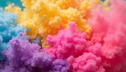 Fototapeta premium Colorful fluffy clouds in bright hues, vibrant creativity