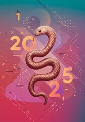 Obraz premium 2025 Year of the Snake Abstract Art Geometric Design Reptile Illustration