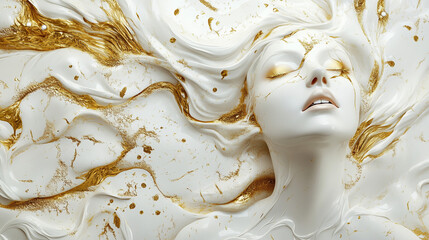 Abstract Porcelain Woman with Gold Accents &ndash; Luxurious & Sensual