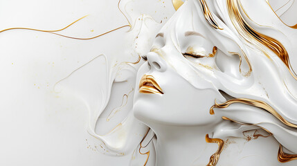 Abstract illustration of a woman with golden details