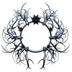 3D rendered gothic fantasy frame with thorns isolated on transparent background