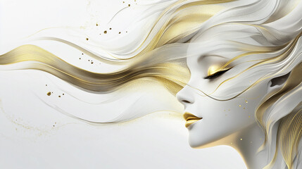 Abstract Porcelain Woman with Gold Accents – Luxurious & Sensual