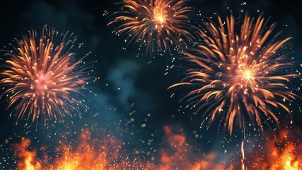 Fototapeta premium Vibrant fireworks illuminating a night sky with bursts of color