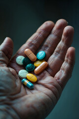 hand holding pills, healthcare concept