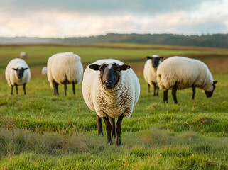 Obraz premium Four Sheep in Pasture