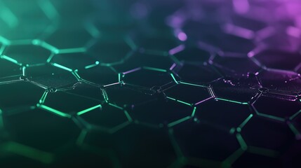 Glowing Teal And Purple Hexagonal Grid Network Abstract Background
