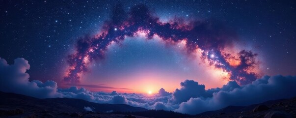 Fototapeta premium Breathtaking Milky Way arch, cosmic dust clouds across starry expanse , magical, cosmos, fantasy