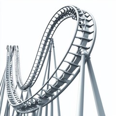 Exciting Roller Coaster Ride Featuring A Loop Against A Clear Sky Background and Thrilling Architecture Elements