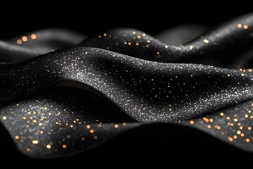 Obraz premium Abstract Metallic Waves with Gold Sparkles for Elegant Design