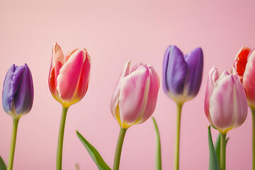 Fototapeta premium pink tulips on white