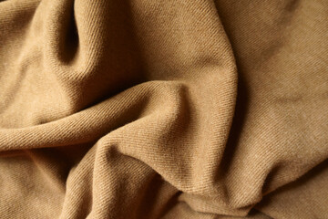 Crumpled chocolate brown warm jersey fabric