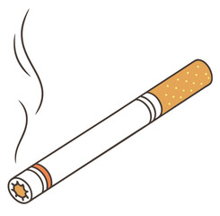 Illustration of a lit cigarette with curling smoke trails, evoking a casual or gritty atmosphere. Ideal for use in lifestyle visuals, anti-smoking campaigns, or urban-themed art.