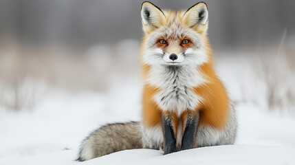 Obraz premium Majestic Red Fox in a Misty Forest With a Peaceful Ambiance