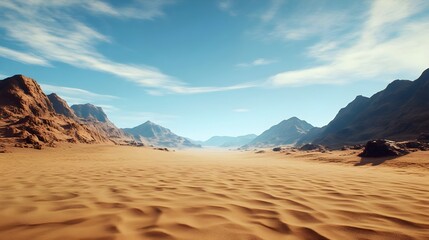 Naklejka premium Desert Landscape with Clear Blue Sky